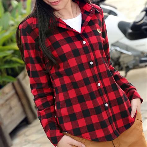 red black plaid shirt women.